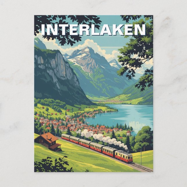 Carte Postale Interlaken Suisse Travel Vintage (Devant)