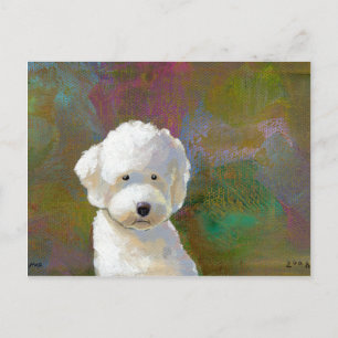 Carte Postale Intitulé : J'y pense - adorable chien blanc