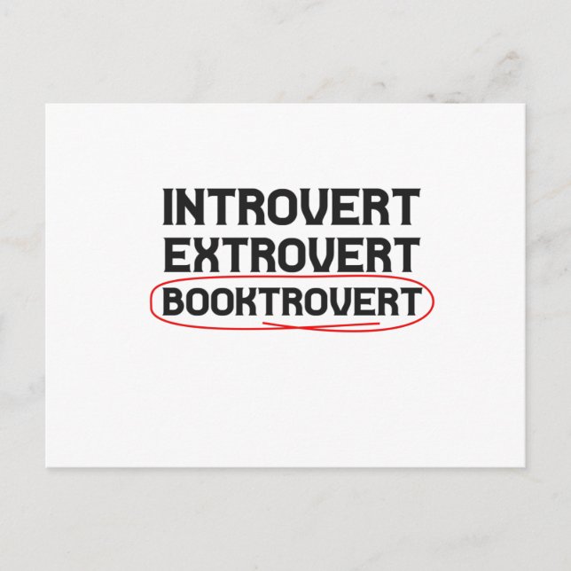 Carte Postale Introvert Extrovert Booktrovert Funny Book lovers (Devant)