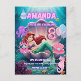 Carte Postale invitacion de Sirena Ariel brillante