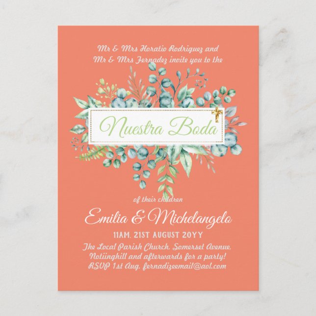 Carte Postale Invitaciones De Boda Baratas HOJAS Modernas (Devant)