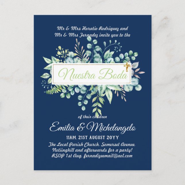 Carte Postale Invitaciones De Boda Baratas HOJAS Modernas (Devant)