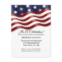 Invitation 4 juillet Rouge Blanc Bleu Drapeau