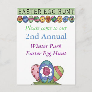 Carte Postale Invitation à la chasse aux oeufs de Pâques