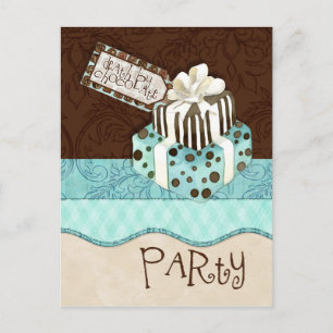 Carte Postale Invitation à la fête d'anniversaire du gâteau au c