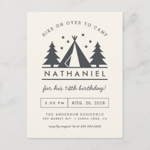 Carte Postale Invitation à la fête d'anniversaire Wigwam dans le