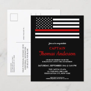 Carte postale Invitation à la retraite du pompier 