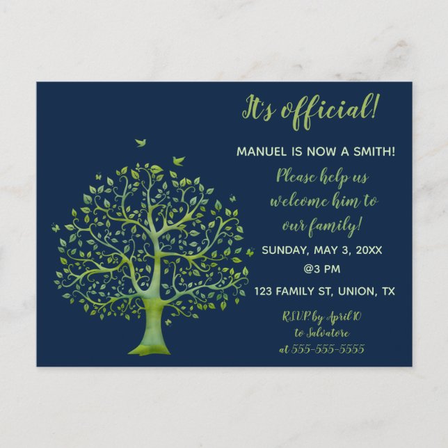 Carte Postale Invitation à l'adoption de l'arbre généalogique ve (Devant)