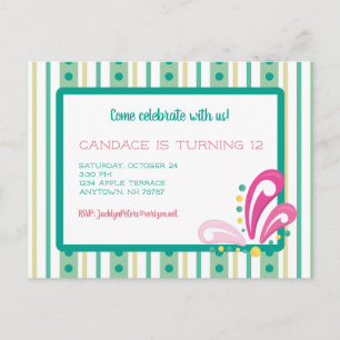 Carte Postale Invitation à l'anniversaire de la fille Tween
