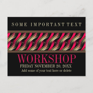 Carte Postale Invitation à l'atelier élégant Noir+Rose