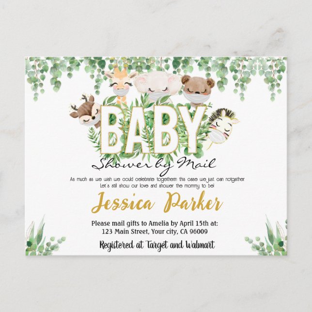 Carte Postale Invitation à une baby shower par courrier (Devant)