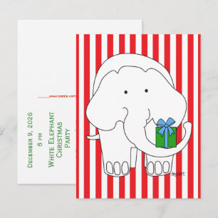 Carte Postale Invitation à une fête de l'éléphant blanc