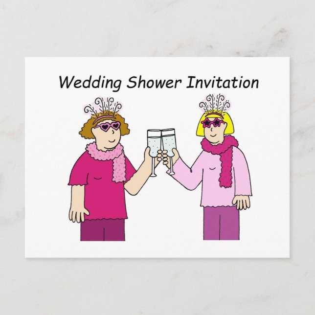 Carte Postale Invitation à une fête de mariage lesbien. (Devant)