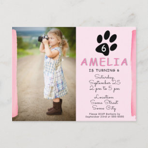 Carte Postale Invitation anniversaire photo avec empreinte de pa