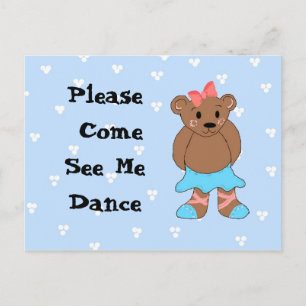 Carte Postale Invitation au spectacle de danse de l'ours balleri
