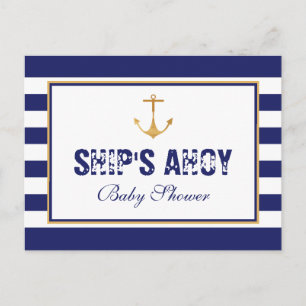 Carte Postale Invitation Baby shower Ancre nautique