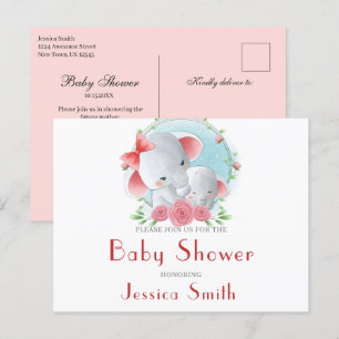 Carte postale Invitation Baby shower aquarelle