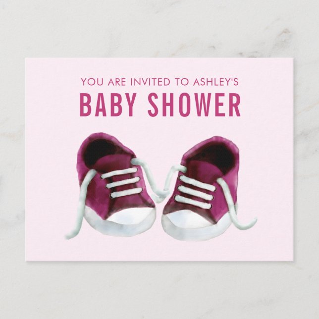 Carte postale Invitation Baby shower Basket rose (Devant)