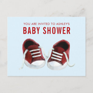 Carte postale Invitation Baby shower Basket rouge
