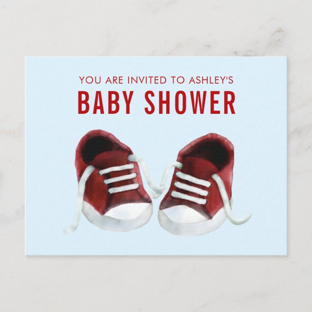 Carte postale Invitation Baby shower Basket rouge (Devant)