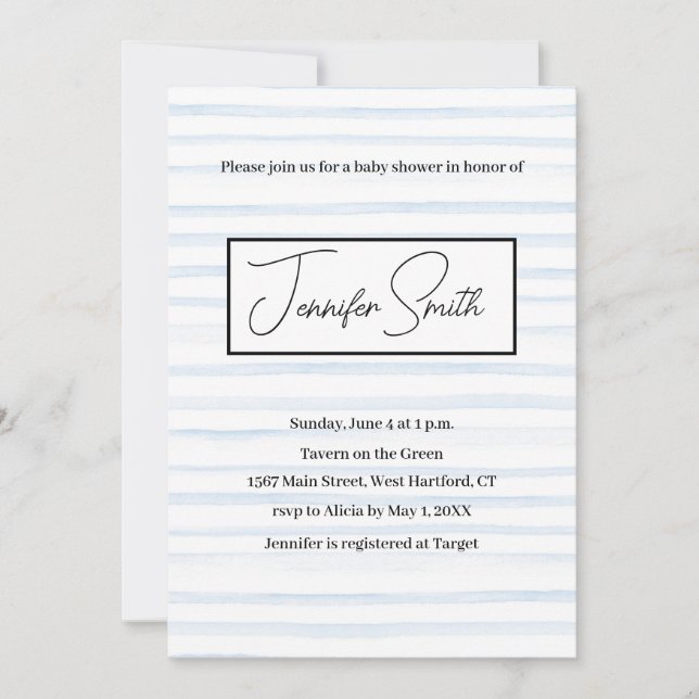 Carte postale INVITATION BABY SHOWER BLEU (Devant)