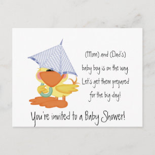 Carte Postale Invitation baby shower-Bleu Canard/Quackup