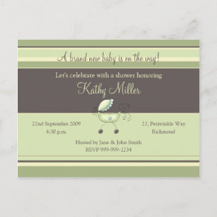 Carte Postale Invitation Baby shower de bandes