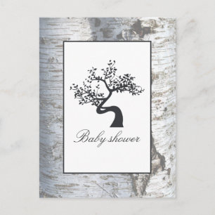 Carte Postale Invitation Baby shower de bouleau argenté rustique