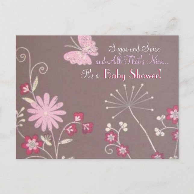 Carte Postale Invitation Baby shower de pré-papillon (Devant)