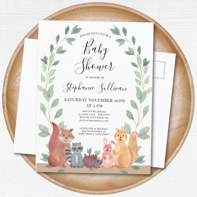 Carte postale Invitation Baby shower des animaux d (Créateur téléchargé)