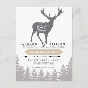 Carte Postale Invitation Baby shower d'évasion de Woodland