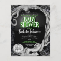 Invitation Baby shower d'Halloween vert et noir