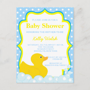 Carte Postale Invitation Baby shower en caoutchouc