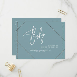 Carte postale Invitation Baby shower Turquoise sim