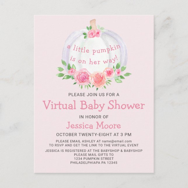 Carte postale Invitation Baby shower virtuel citro (Devant)