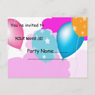 Carte Postale invitation ballons et nuages colorés