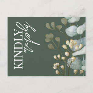 Carte Postale Invitation Boho Eucalyptus Dark Green & White RSVP