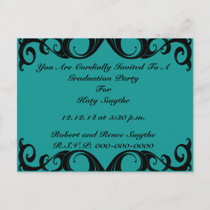 Carte Postale Invitation Boucles Noires Vintage