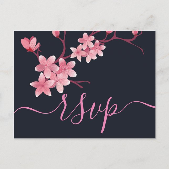 Carte postale Invitation Cherry Blossom RSVP (Devant)