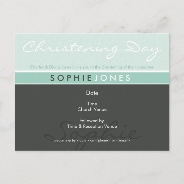 Carte Postale INVITATION CHRISTENING :: simplement super 5 (Devant)