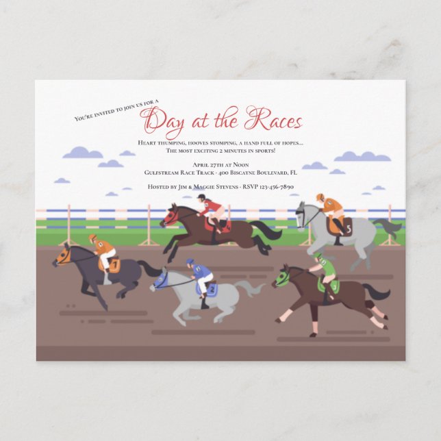 Carte postale Invitation Course Cheval (Devant)