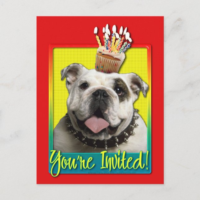Carte Postale Invitation Cupcake - Bulldog - Light (Devant)