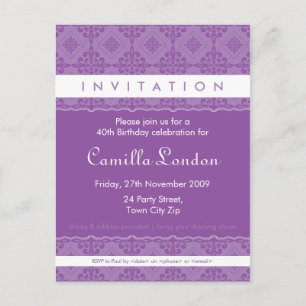 Carte Postale INVITATION D'ANNIVERSAIRE ADULTE :: L1 ornée