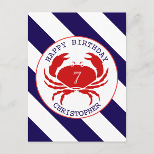 Carte Postale Invitation d'anniversaire du crabe rouge