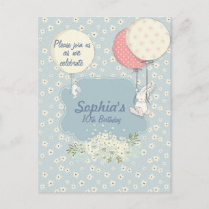 Carte Postale Invitation d'anniversaire du lapin de printemps
