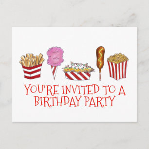 Carte Postale Invitation d'anniversaire Fête foraine