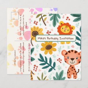 Carte Postale Invitation d'anniversaire pour enfants à la Jungle
