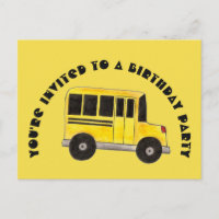Invitation d'anniversaire pour un bus scolaire jau