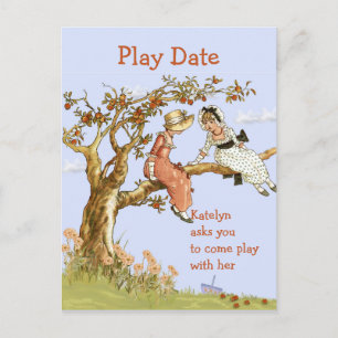 Carte Postale Invitation Date de Jeu de la fille Sweet Vintage G
