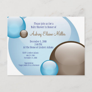 Carte Postale Invitation de bulle bleue et Brown
